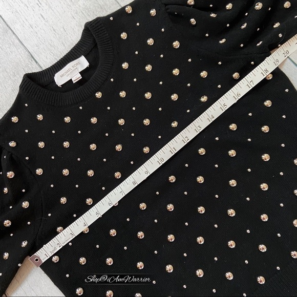 Michael Kors Collection black Italian cashmere studded puff short sleeve sweater - Picture 11 of 14